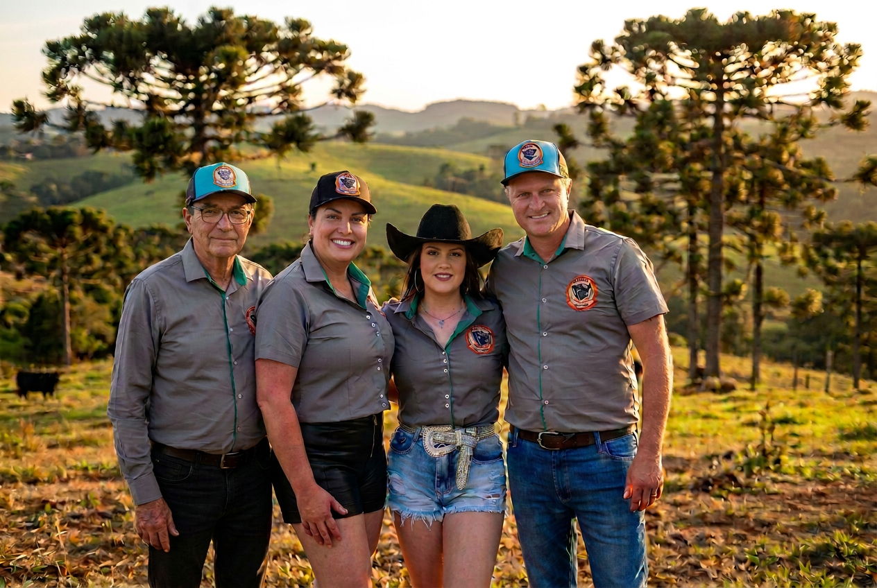 Família Almeida, da Cabanha Angus Real, nos campos de Abdon Batista